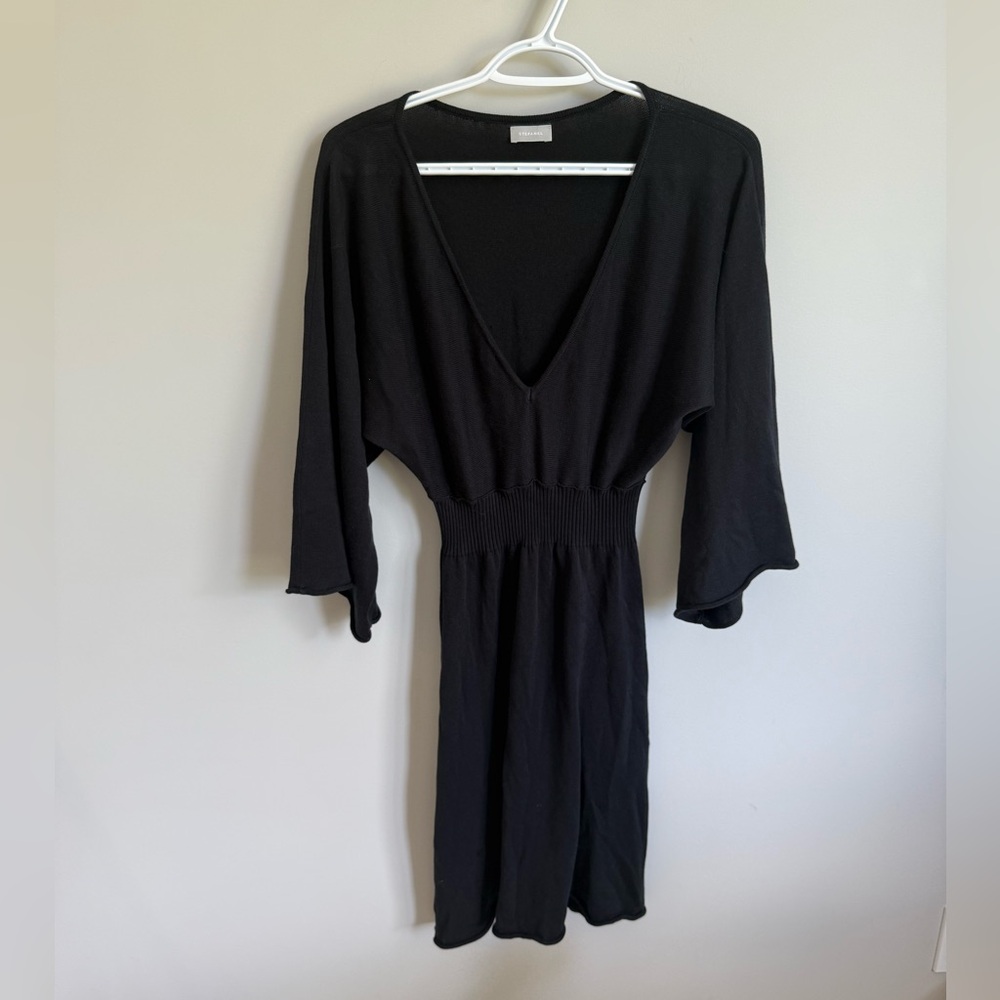 Stefanel Black Knit V-Neck Top